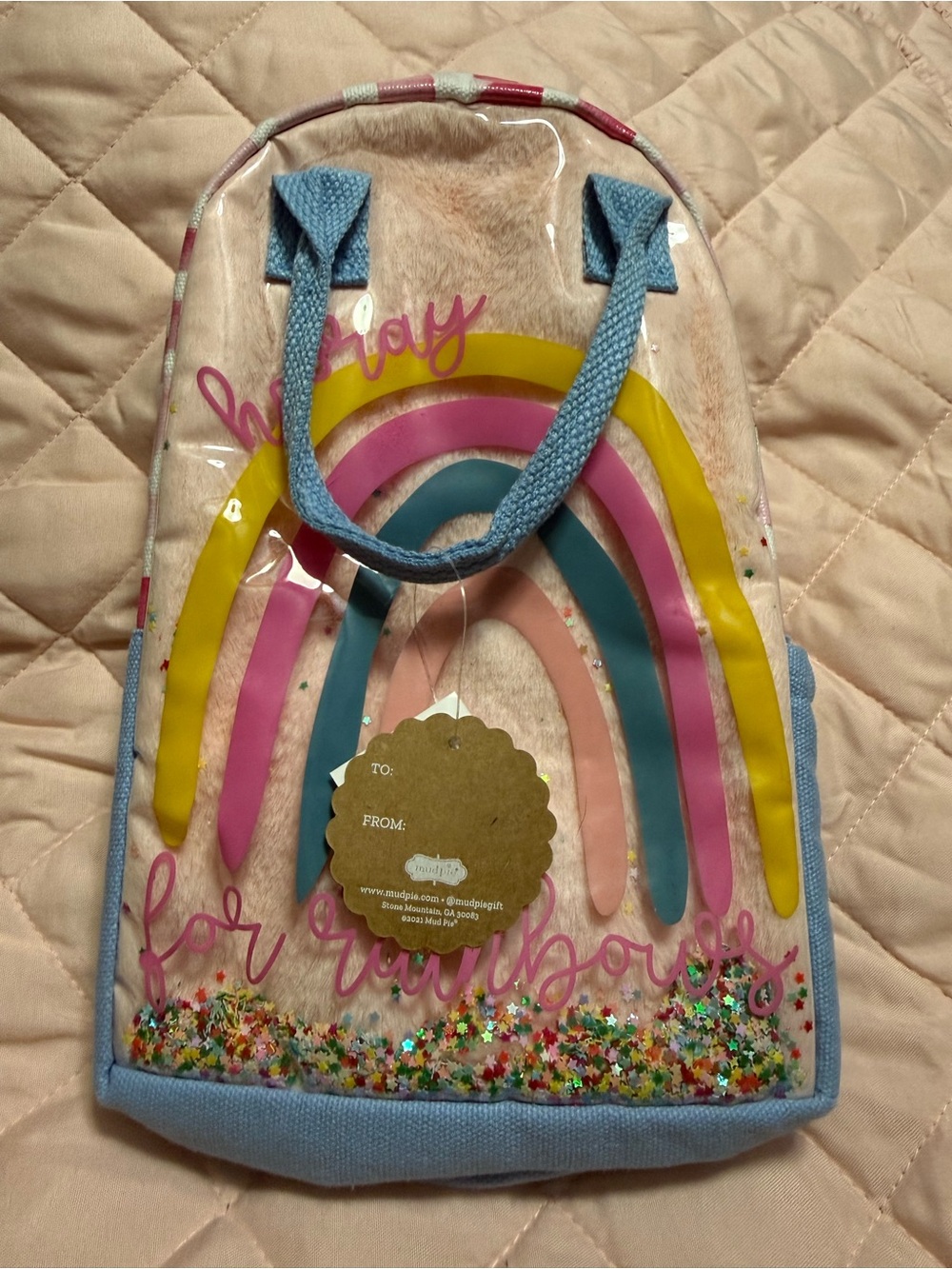 Mud Pie Kids Rainbow Sequin Clear Backpack - Pink, Yellow, Blue